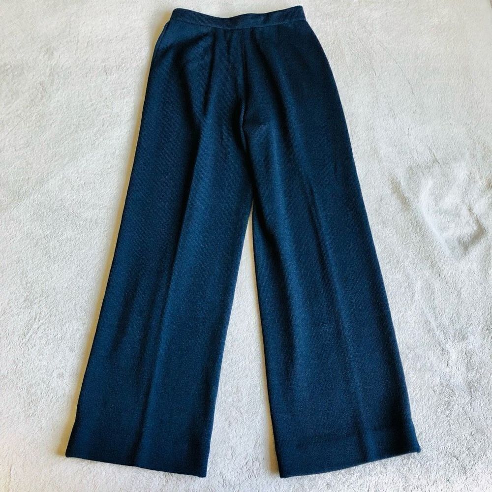 St. John Collection Navy Knit Flat Front Pants